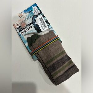 SmartWool Men's Small Everyday Top Split Striped Socks Merino Wool Crew NWT